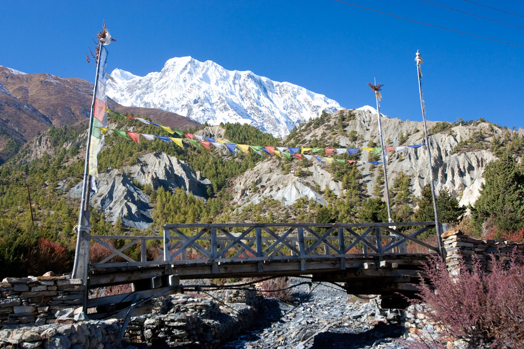 Bridge Stream Prayer Flags 3 Three Passes Trek Everest Base Camp EBC Trek Nepal Trekking Hike Hiking Himalayas