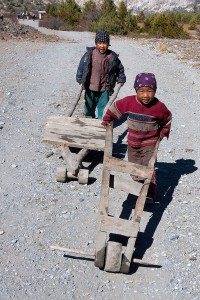 Children Wheelbarrow Upper Mustang Trek Trekking Hike Hiking Nepal