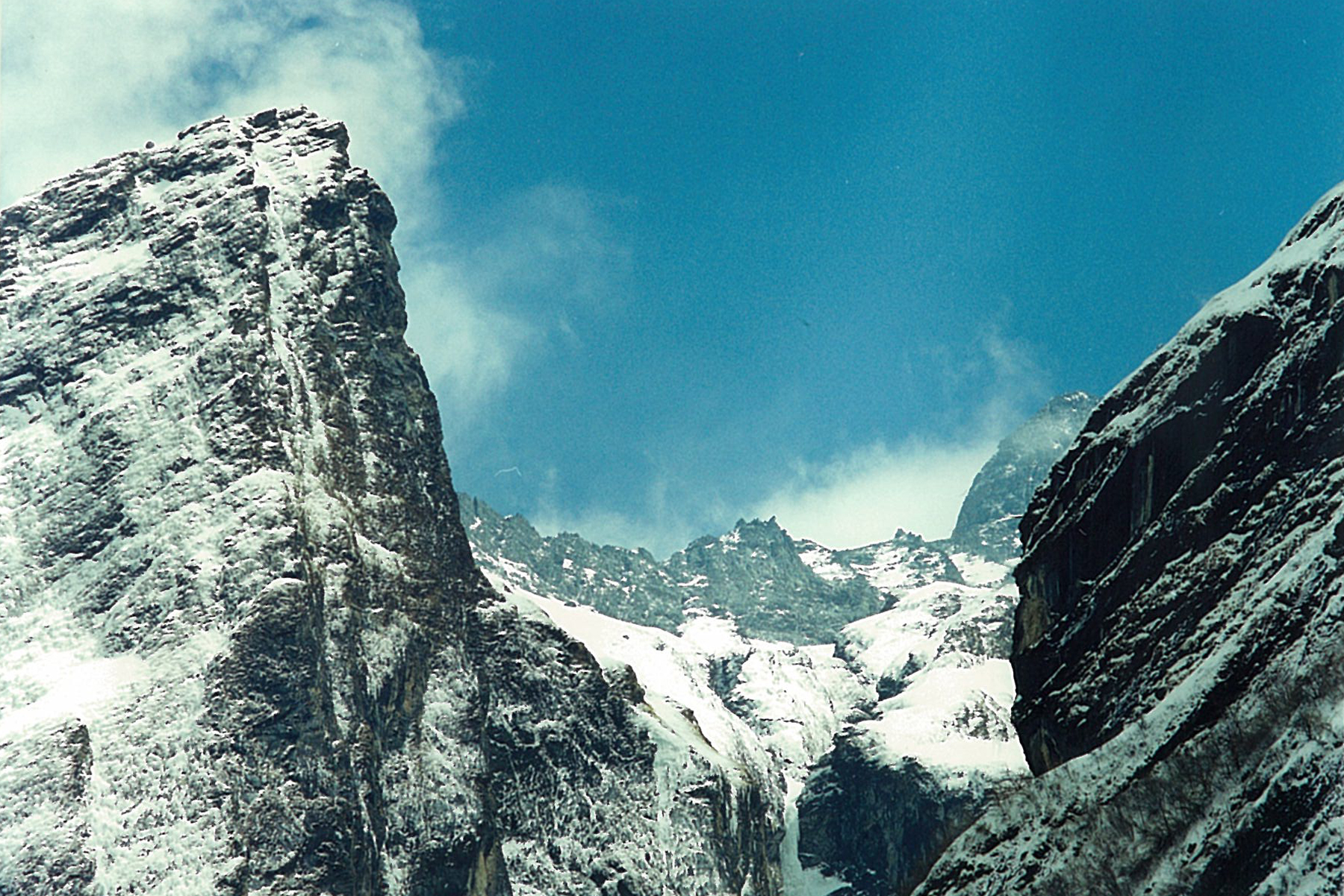 Icy Cliffs Annapurna Base Camp Trek ABC Sanctuary Trekking Hike Hiking Nepal